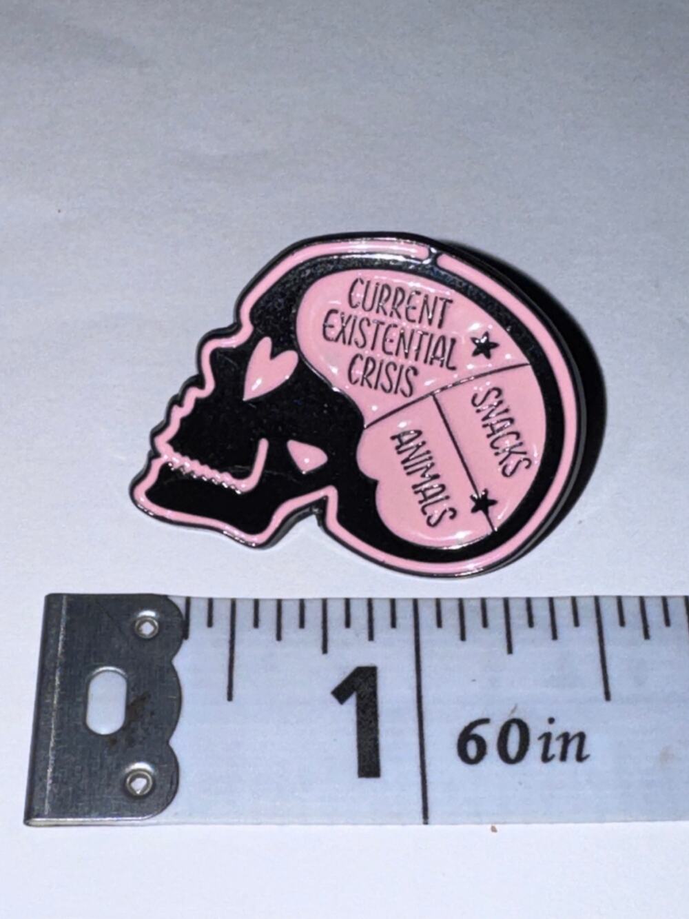 Black Skull snacks animals current existential crisis pin brooch